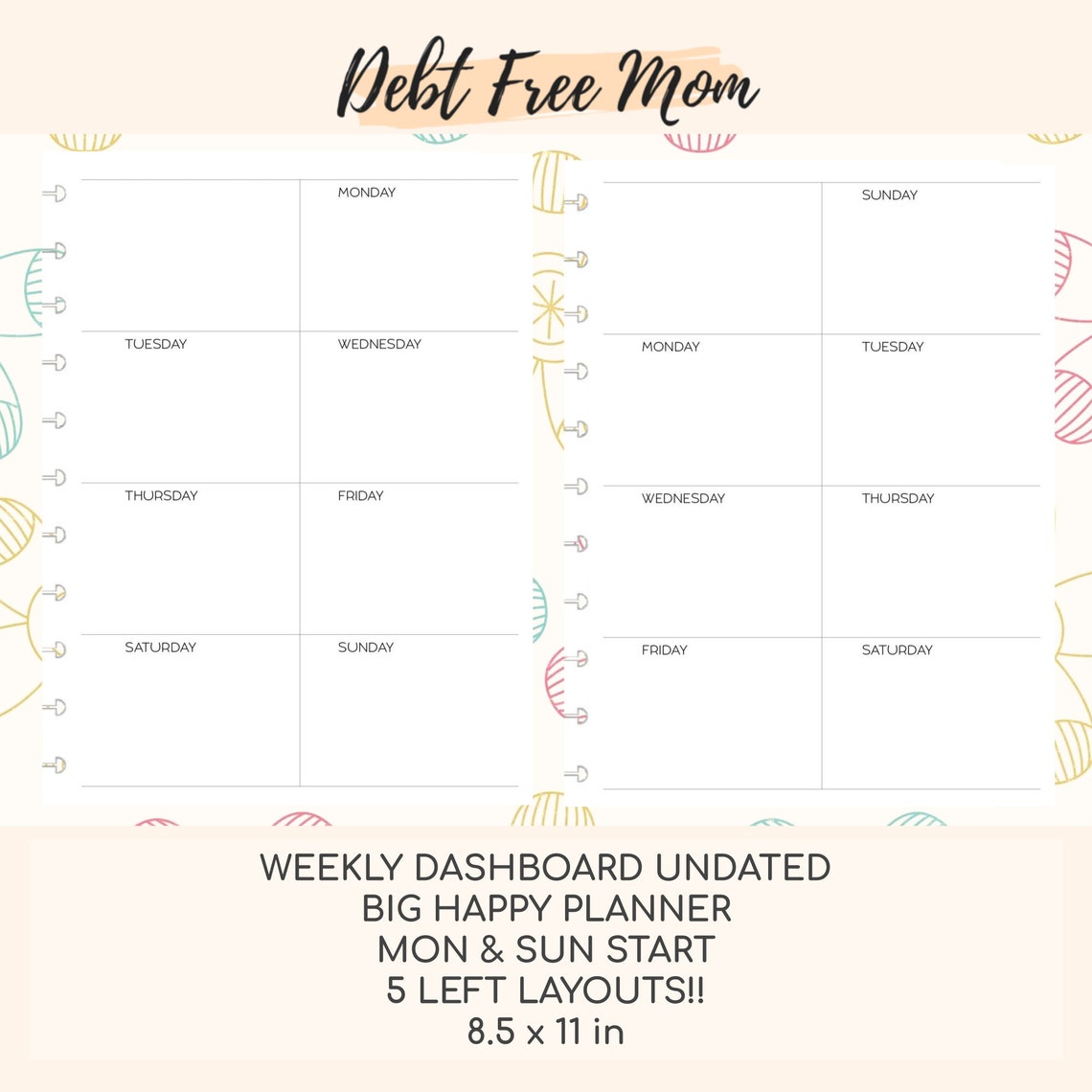 Big Happy Planner Weekly Dashboard Undated Printable Inserts Etsy