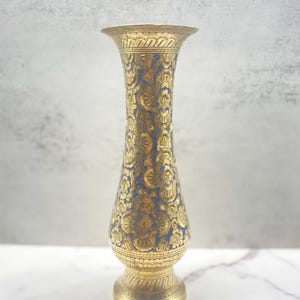 Vintage etched brass vase