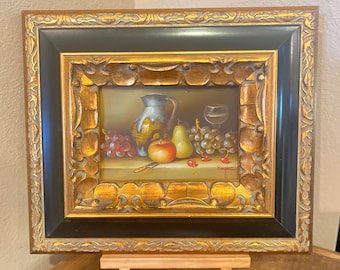 額装 静物画 秋日 サイン有 キャンバス画 油彩風 昭和レトロ ヴィンテージ ビンテージ静物画 • 油彩• - Etsy 日本