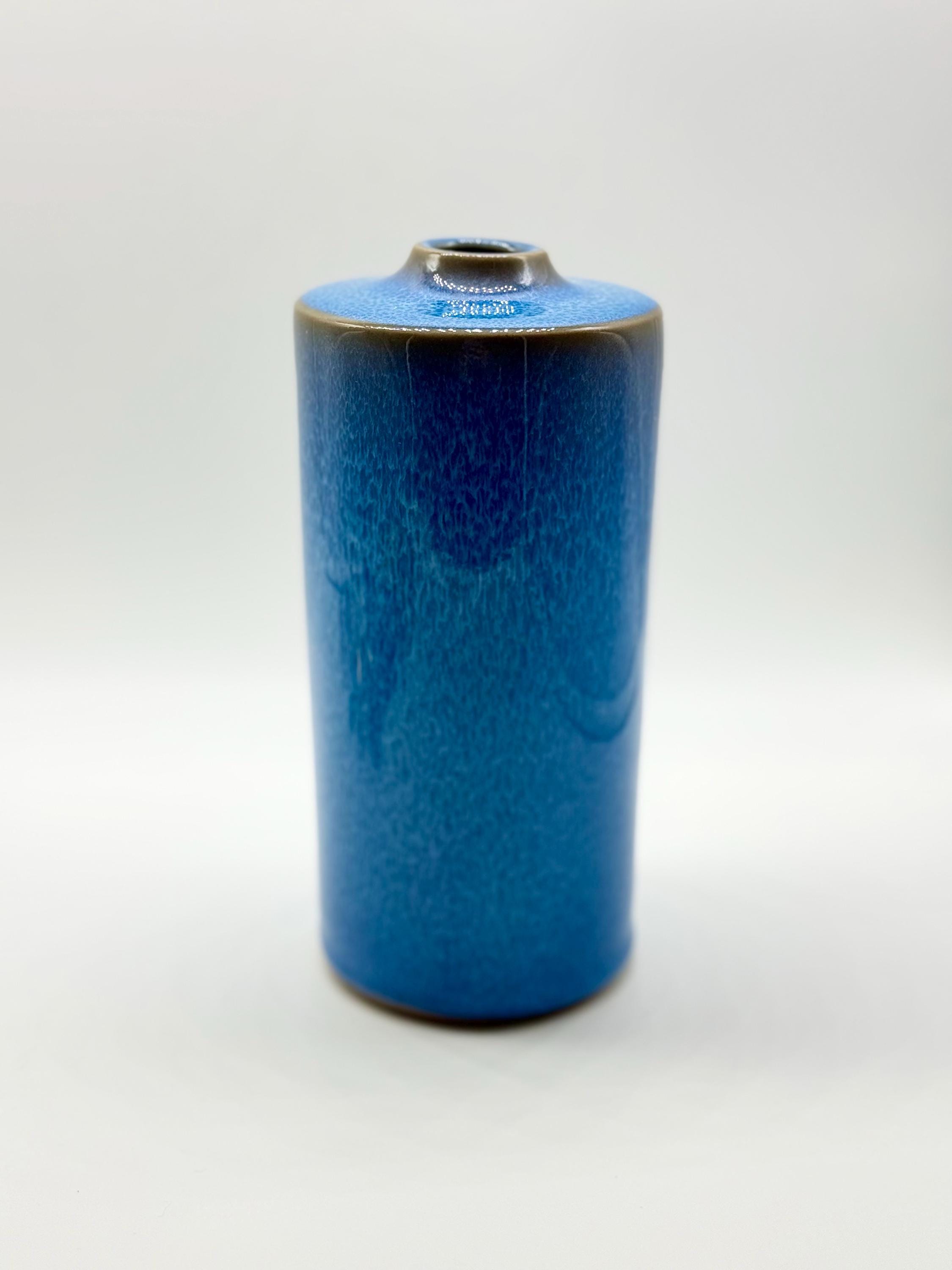 Vintage Blue Drip Glaze Vase | Mid-century Modern Japanese Pottery - Etsy