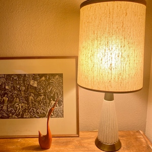 Midcentury Modern Ceramic Crackle Glaze & Brass Table Lamp