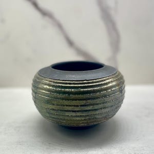 Vintage Studio Pottery Vase with Incised Abstract Design, Speckled Stoneware | Signed James Rappaport