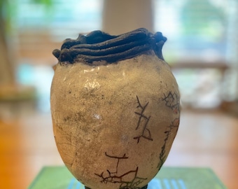 Vintage Studio Keramik Vase, Hand-erbaute Wabi Sabi Modernist Keramik Skulptur