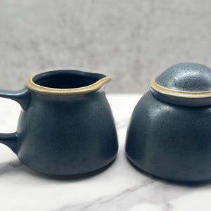 Vintage Dansk Blue/Gray Santiago Creamer and Sugar bowl with Lid
