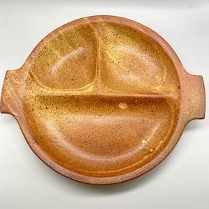 Vintage large studio pottery platter | Stoneware lazy Susan serving dish | Artist signed