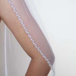 Pearl Edge Wedding Veil, Beaded Pearl Edge Bridal Veil, Beaded Edge Veil, Pearls Seed Beads Wedding Veil