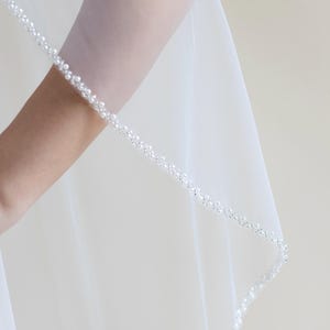 Pearl Edge Wedding Veil, Beaded Pearl Edge Bridal Veil, Beaded Edge Veil, Pearls Seed Beads Wedding Veil