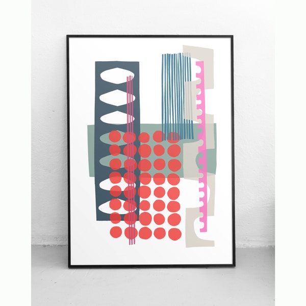 Contemporary Composition, Margo Selby Inspired, Giclee Art Print / Wall Art, bright bold geometric fresh modern simple home decor A4 / A3