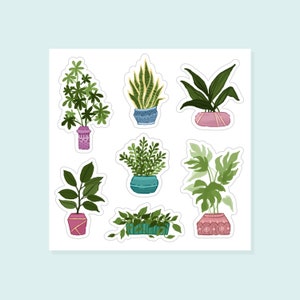 Plantas / Hoja de calcomanías de vinilo a prueba de agua 4" x 4"