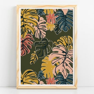 Autumn Botanical Monstera Plant - Art Print / Wall Art / Poster /A5/A4/A3/A2/A1