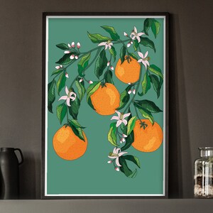 DIGITAL DOWNLOAD - Orange With Blossom Flowers - Art Print / Wall Art ...