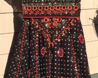 FUNky Vintage Rajastani Indian Mirrored and Beaded Bellydance Skirt