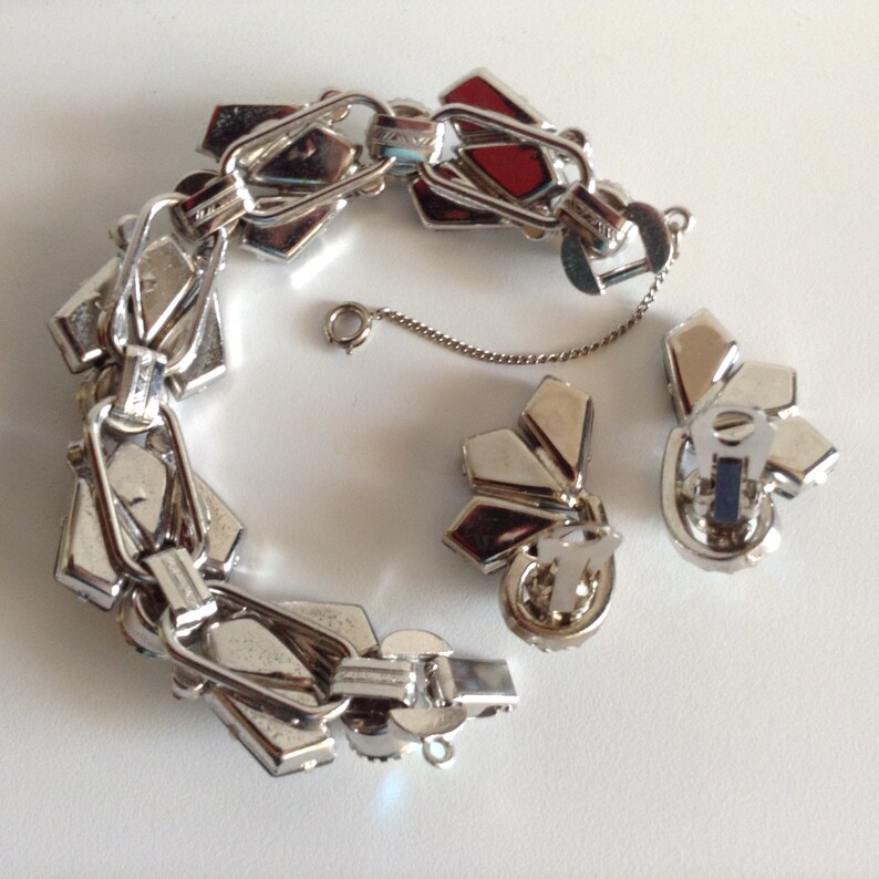 Vintage Juliana D /& E BIG Headlight AB Rhinestones Bracelet Smoky Kite Stone Demi Earrings!