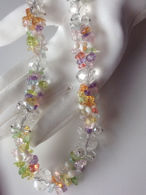 Springtime Crystal Glass Gemstone Necklace - Prett