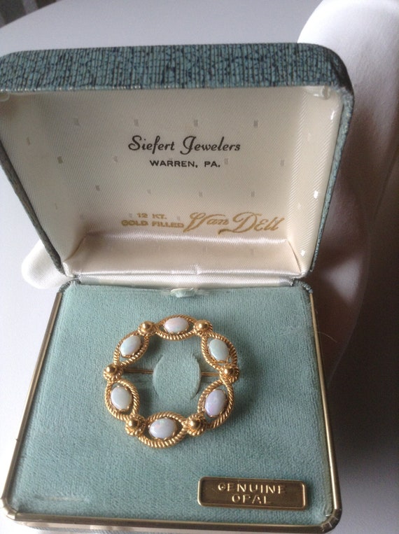 Van Dell Real Opal Brooch in Original Box - 1/20 1