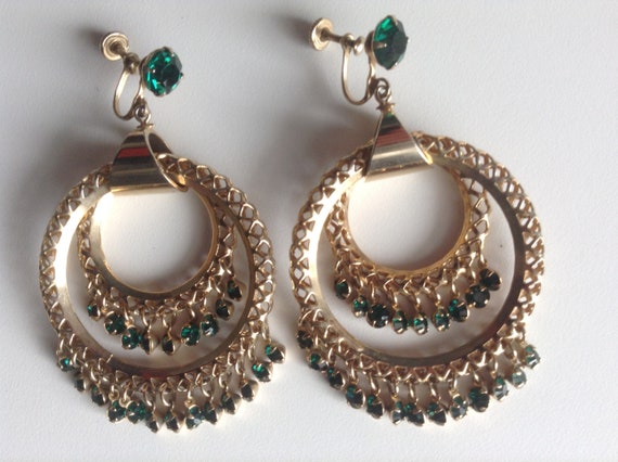 WEISS? True Vintage Gypsy Boho Hoops -Goddess Gla… - image 2