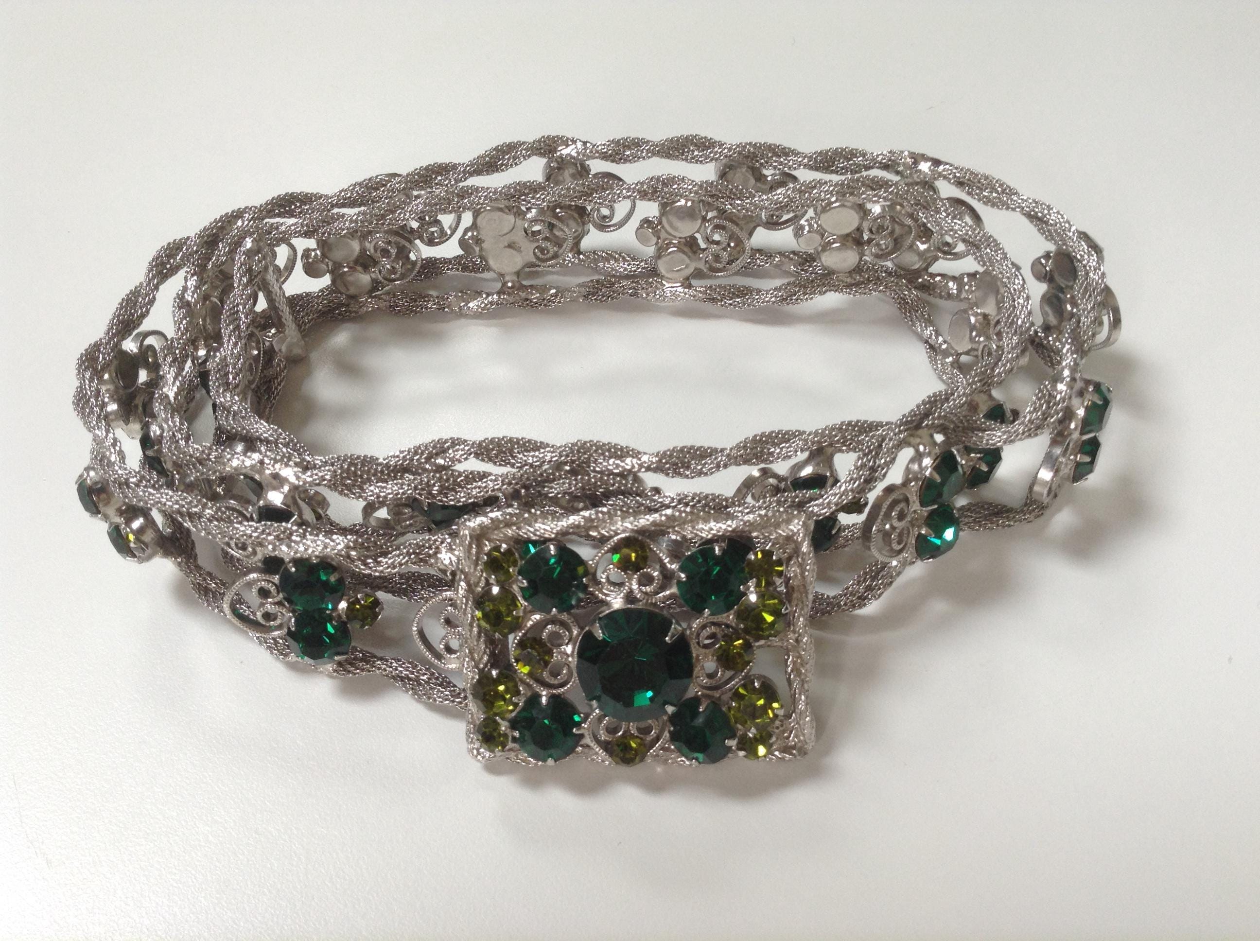 JULIANA D&E Verified Vintage Clear Chaton Round Rhinestone Chaining Belt VINTAGE~MOD LOT Eisenberg Ice Lisner Coro Trifari Juliana  main image 3