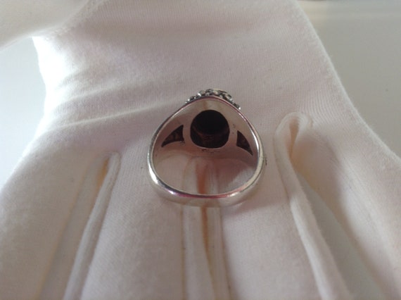 Elegant 925 Silver Onyx Ring -Size 6 - 6 1/4 - Si… - image 6