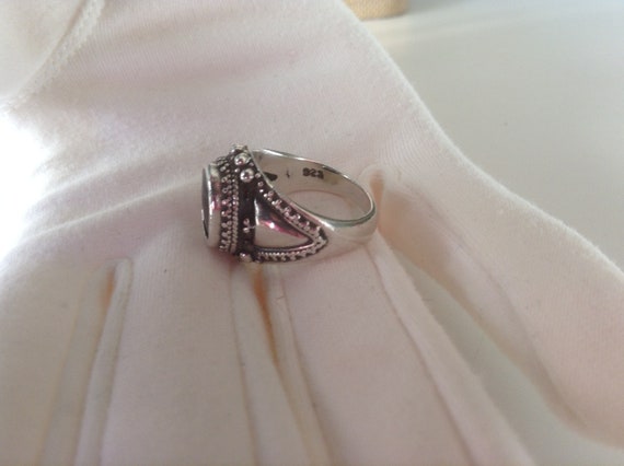 Elegant 925 Silver Onyx Ring -Size 6 - 6 1/4 - Si… - image 5
