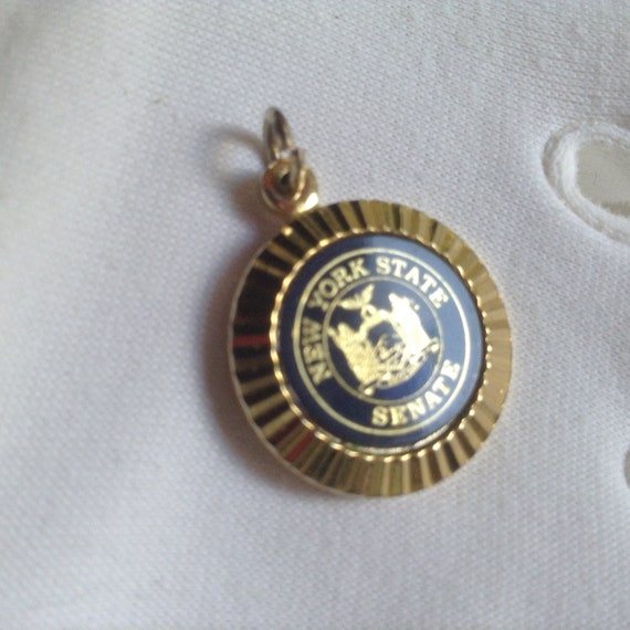 New York State Senate Enameled Goldtone Pendant or