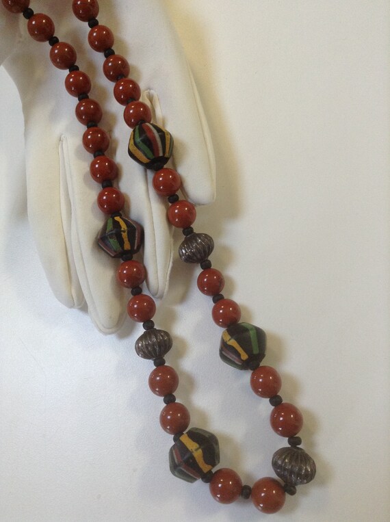 Old African King/Carnelian Beads Necklace - True … - image 3