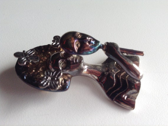 Vintage Sergio Bustamante 925 Silver Lady Brooch … - image 2