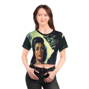 1950s retro sci-fi #9 AOP Crop Tee