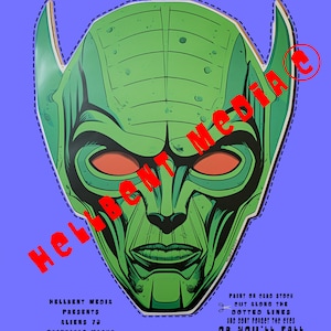 Printable Halloween Mask Monsters 76 &quot;Valtor&quot; Alien  Mask  / Décor,