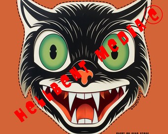 Halloween Printable  Mask "Monsters 76" Scary Cat #2  Mask  / Décor