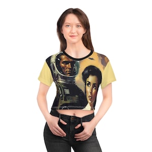 1950s retro sci-fi #10 AOP Crop Tee
