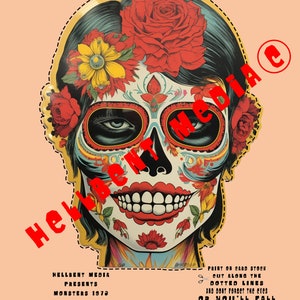 Printable Halloween Mask &quot;Day of The Dead&quot; Skull #5  Mask  / Décor