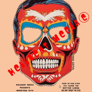 Printable Halloween Mask &quot;Day of The Dead&quot; Skull #4  Mask  / Décor