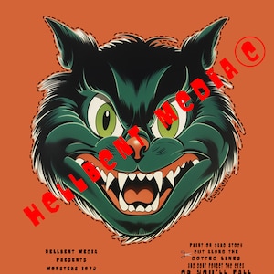 Halloween Printable  Mask &quot;Monsters 76&quot; Scary Cat #1  Mask  / Décor