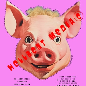 Printable Halloween Mask &quot;Monsters 76&quot; PIG BOY #1  Mask  / Décor