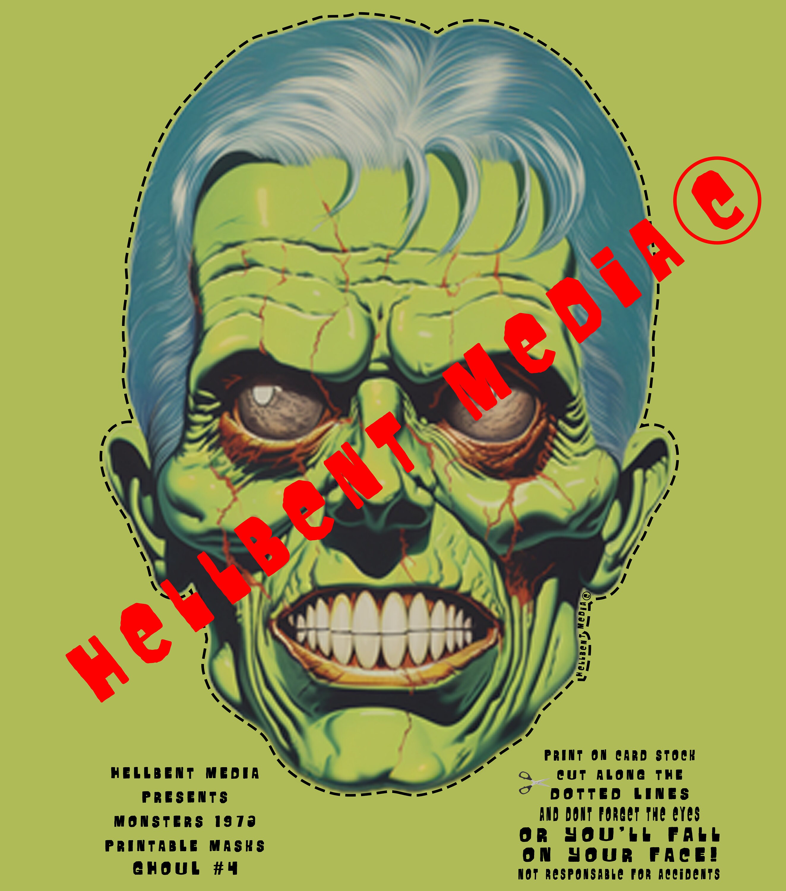 Printable Halloween Mask "Monsters 76" GHOUL #4  Mask  / Décor