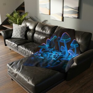 Glowing Mushrooms #1 Velveteen Mink Blanket (Two-sided print) / Home Décor