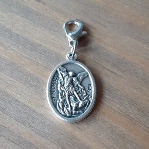 Saint Michael Zipper Charm/Archangel Michael/Catholic Clip On Charm/Protection Gifts