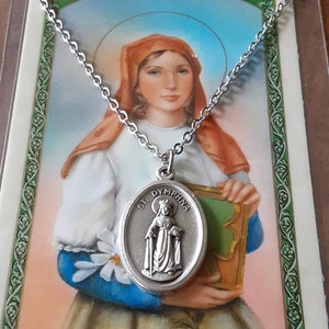 Saint Dymphna Necklace/Anxiety Support/Emotional Health/Gifts for Empaths/Stress Relief/Saint Dymphna Prayer Card