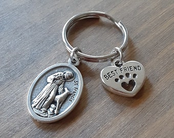 Saint Francis Keychain/Best Friend Dog/Francis of Assisi/Dog Mom Gifts/Rescue Dogs/Dog Love/Pet Owner Gifts/Catholic Saint Keychain