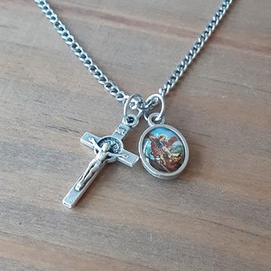 Boy's Saint Michael Necklace/Saint Benedict Crucifix