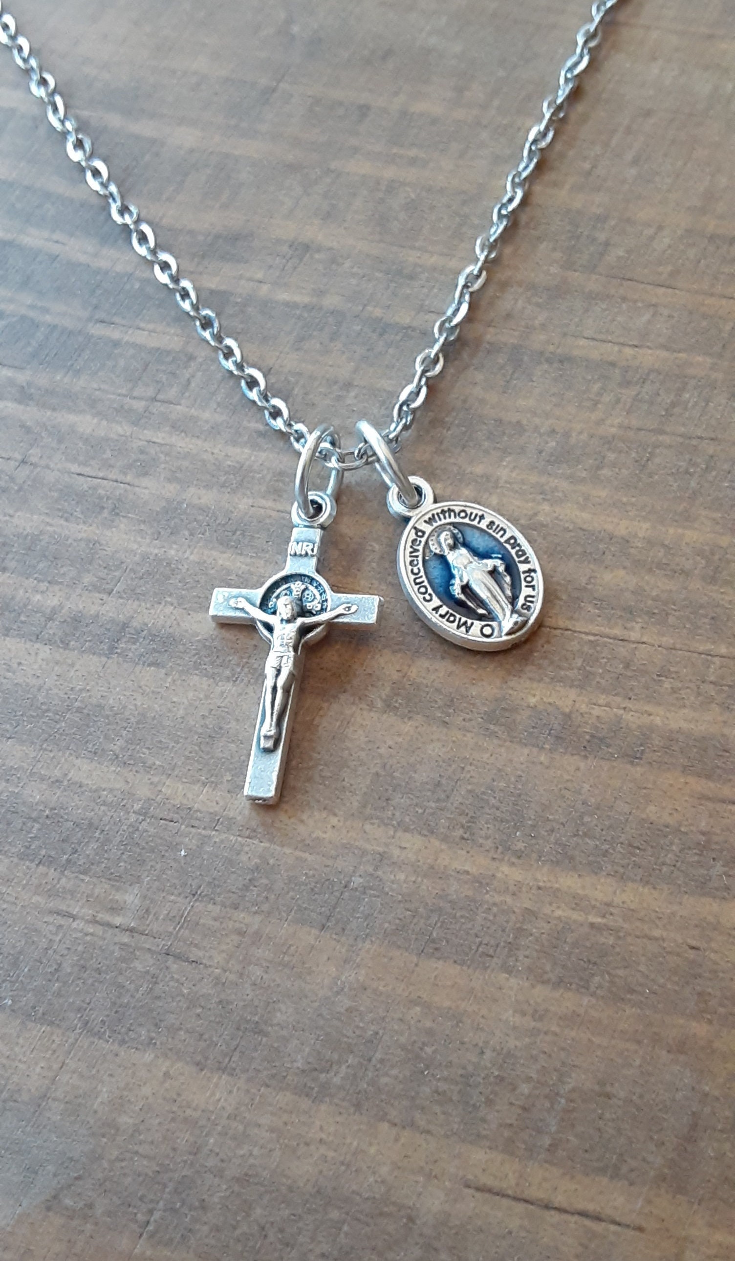 Crucifix Miraculous Medal Necklace | Stainless Steel Prayer Beads Chain -  Stainless - Aliexpress
