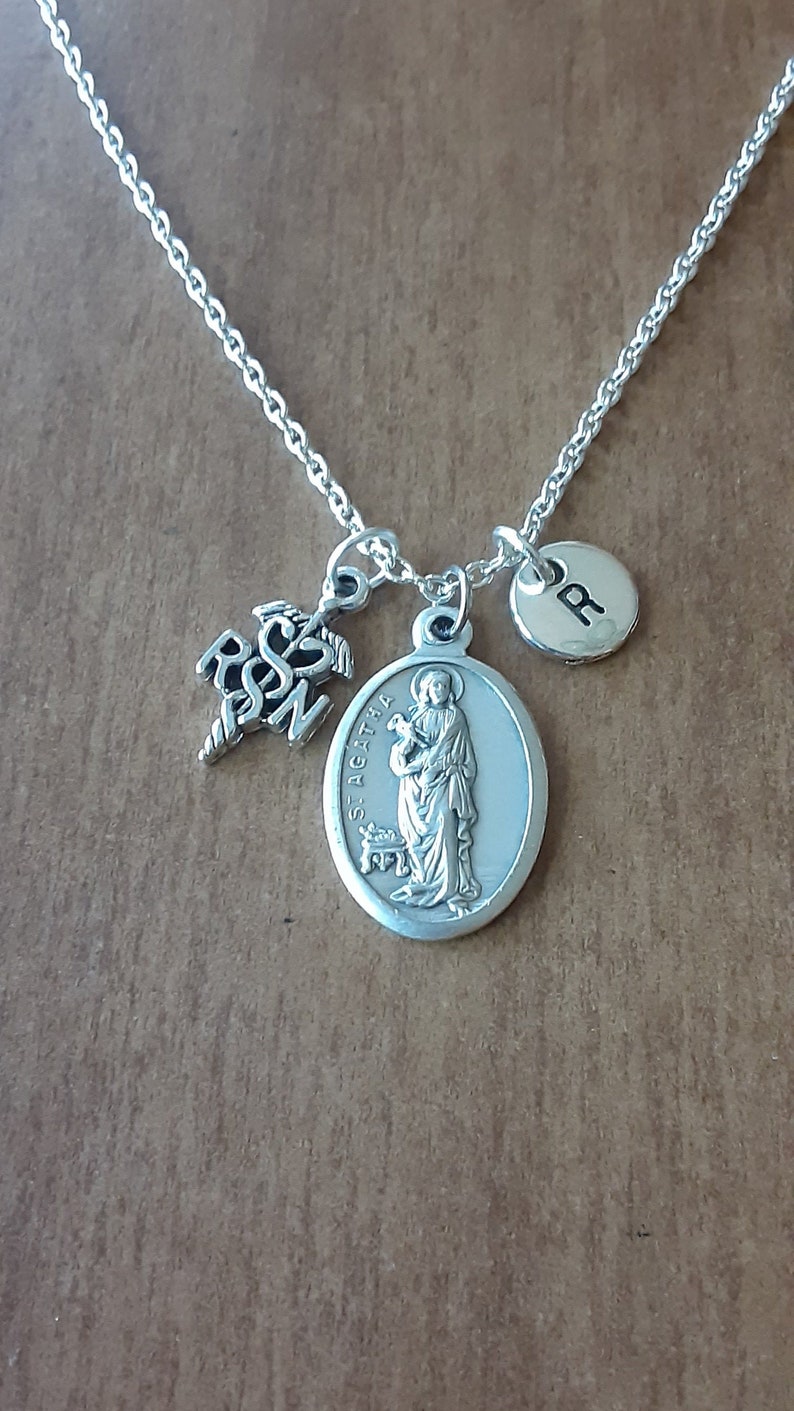 St. Agatha Necklace/Patron Saint of Nurses/Nurse Etsy