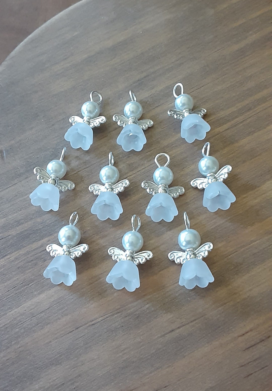 Beaded Angel Wing Charms/set of 10/pearl Angel Charms Etsy