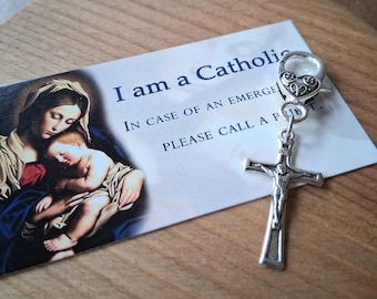 Crucifix Keychain Charm: Jesus I Trust in You, Handmade Catholic Jewelry