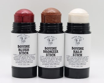 Ultra Tinted & Moisturizing Tallow Bronzer, Blush, and Highlighter Stick Bundle