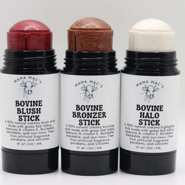 Ultra Tinted & Moisturizing Tallow Bronzer, Blush, and Highlighter Stick Bundle