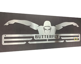 Superior Medal Hangers- Butterfly (male) - Motivational Sports Medal Hanger Display For Swimmers. New 2024 design!