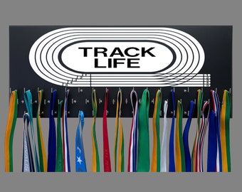 TRACK LIFE - Sports Medal Holder - (*New Design) Medal Hanger Display Holder for Athletes -Great Gift For Athletes! Medal Display