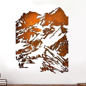 Mountains - winter expedition - metal wall decor. The Himalayas Metal Wall Art. Corten Wall Decoration - climbers and mountains