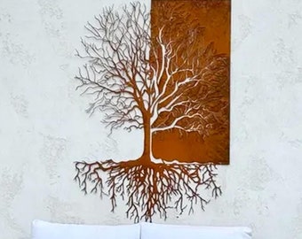 Corten Steel Tree of Life Wall Art - Industrial Home Decor